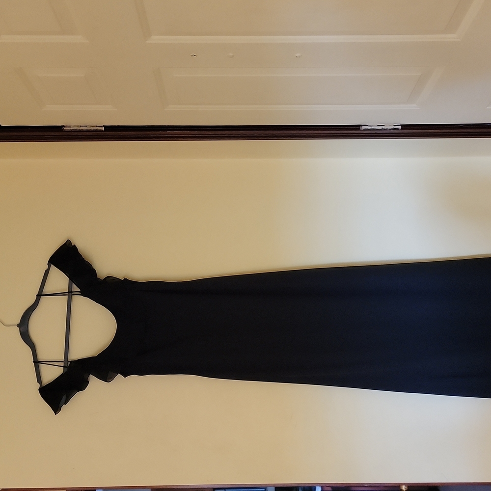 Long black chiffon gown